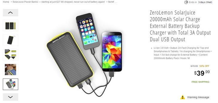 Fotografía - [Offre Alerte] ZeroLemon SolarJuice chargeurs sont en vente à Newegg: 10,000mAh Pour 28 $, 20,000mAh Pour 40 $